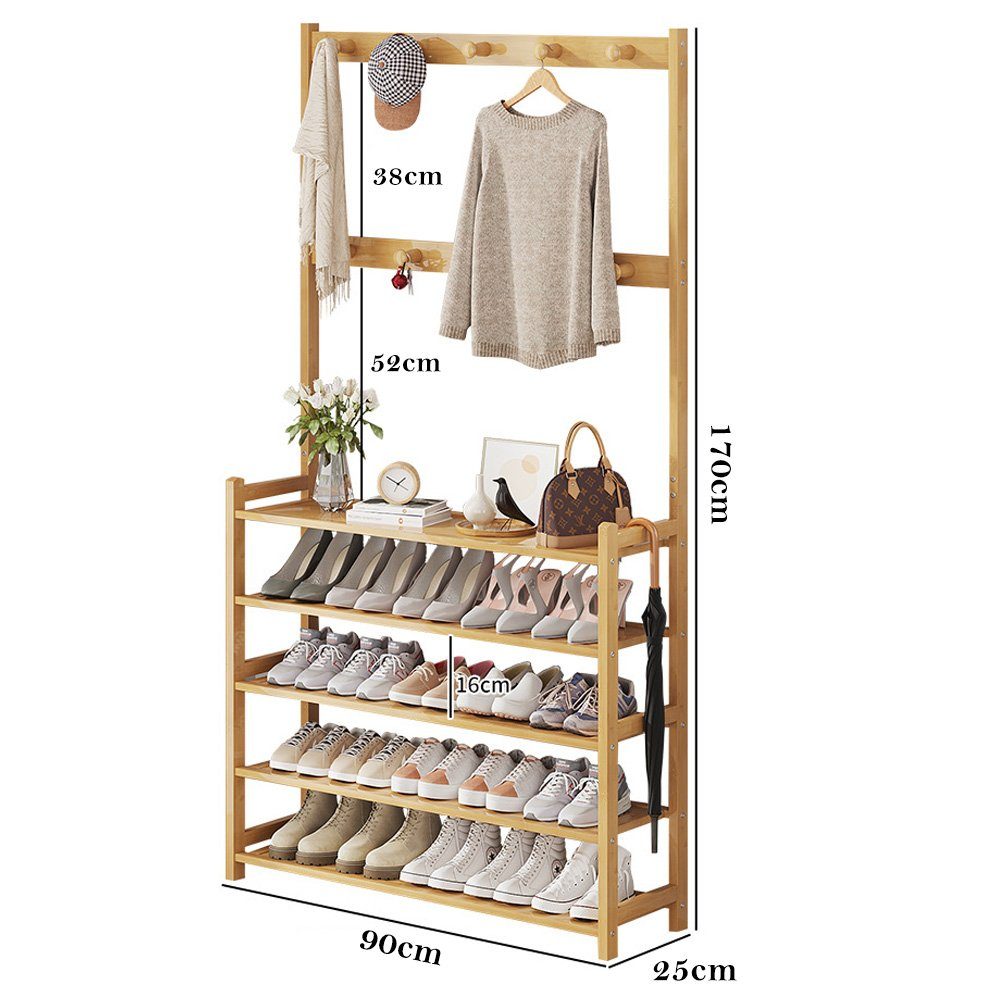 NUODWELL Garderobenständer 5 Ebenen Kleiderständer mit Schuhablag, Freisteh günstig online kaufen