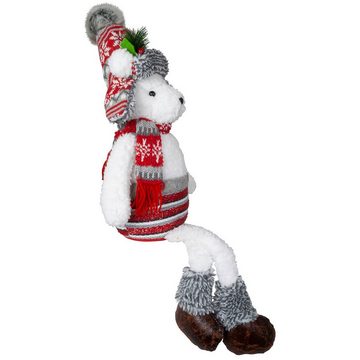 Christmas Paradise Weihnachtsfigur Eisbär 35cm (55cm) sitzend (Dekofiguren, 2 St., im Set), Teddybär Kantenhocker, Pärchen-Mann und Frau, Weihnachtsdeko Rot-Weiß