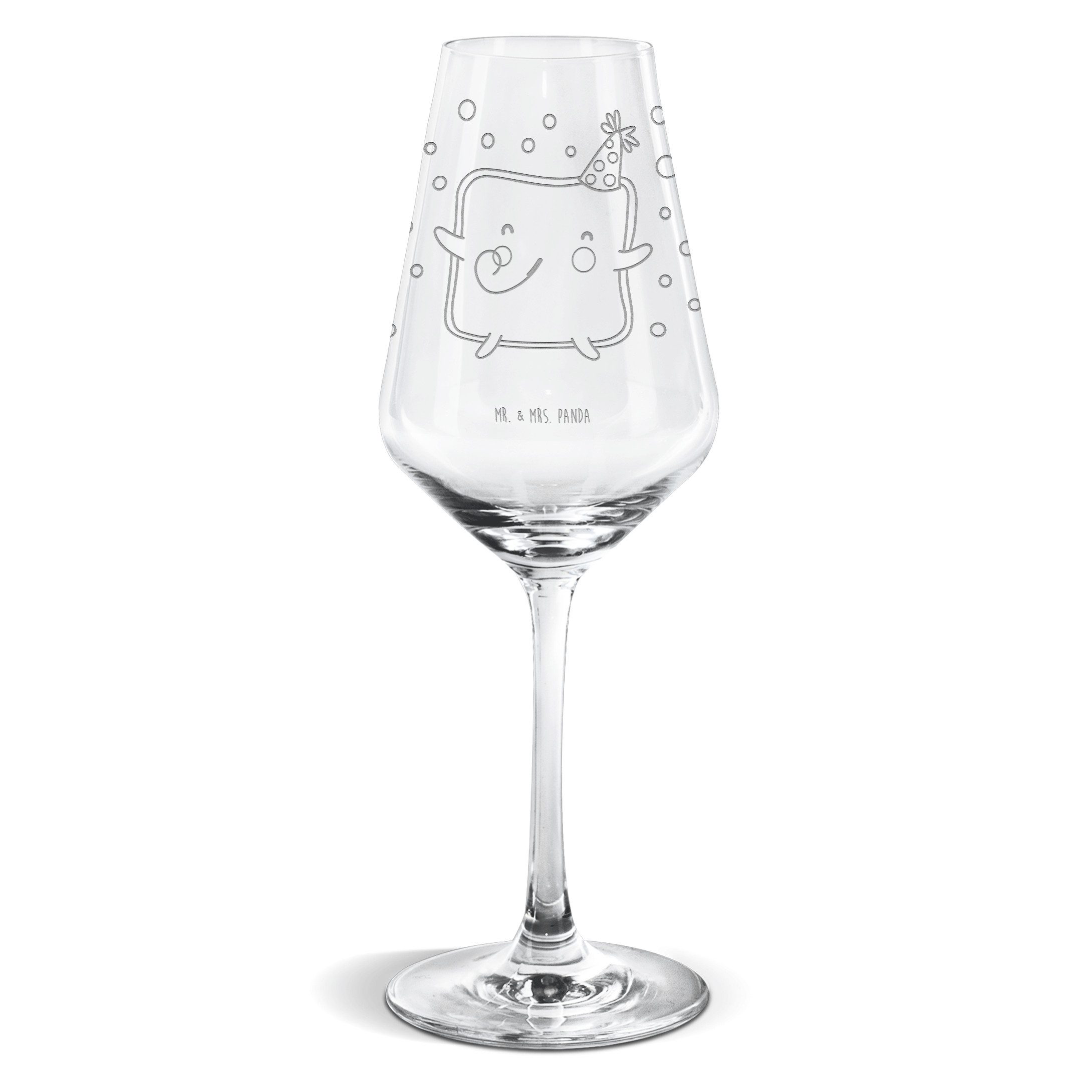 Mr. & Mrs. Panda Weißweinglas Toast Party - Transparent - Geschenk, Weißweinglas, Heiraten, Jahrest, Premium Glas, Exklusives Design