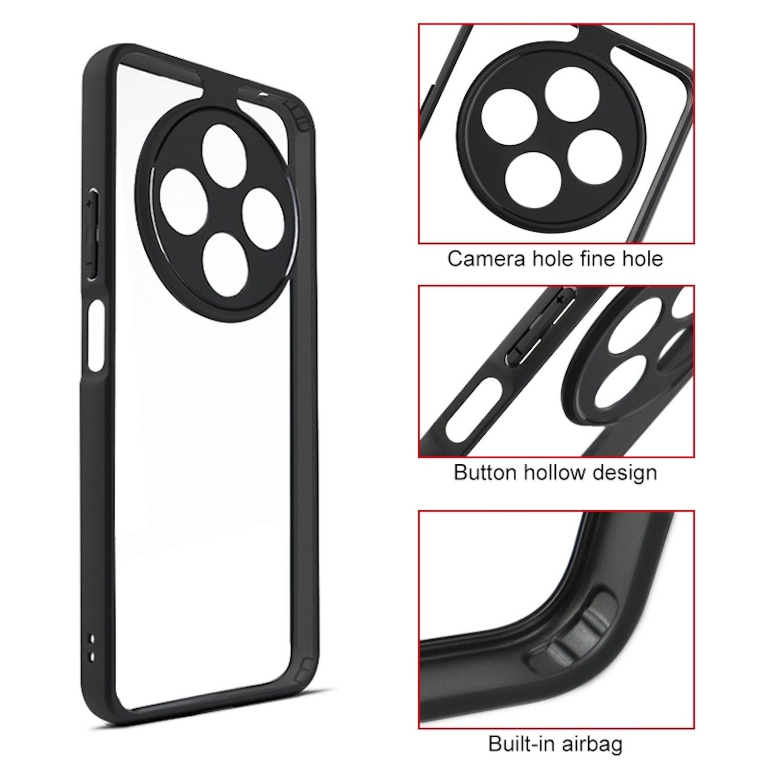 Wigento Handyhülle Für Xiaomi Redmi 14C 4G Frosted TPU + Transparent Schutz Hülle Schwarz, Hybrid-Hülle mit Stoßschutz und Anti-Vergilbung