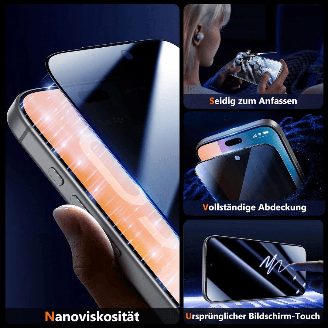 SmartUP Displayschutzglas 2x Schutzglas für Apple iPhone 18 Pro Blickschutz Privacy Display 9H für Apple iPhone 18 Pro, 4 Stück, Anti-Spy, Blickschutz, Privacy – Bild 5 von 5