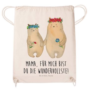 Mr. & Mrs. Panda Sporttasche Bären mit Blumenkranz - Transparent - Geschenk, Beutel, Sportbeutel K (1-tlg), Weiche Kordel