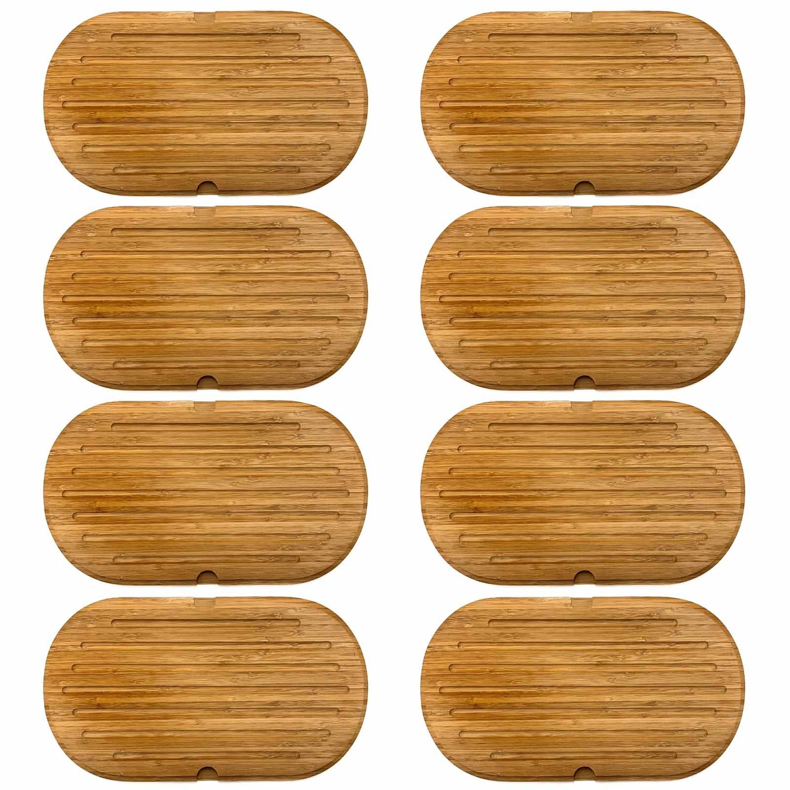 Holz Brett 37 (8-St), 21 mit Bambus, cm Schneidebrett x Brotschneidebrett Servierbrett Brettchen, Krümelrillen Küchenbrett HAC24 Schneide