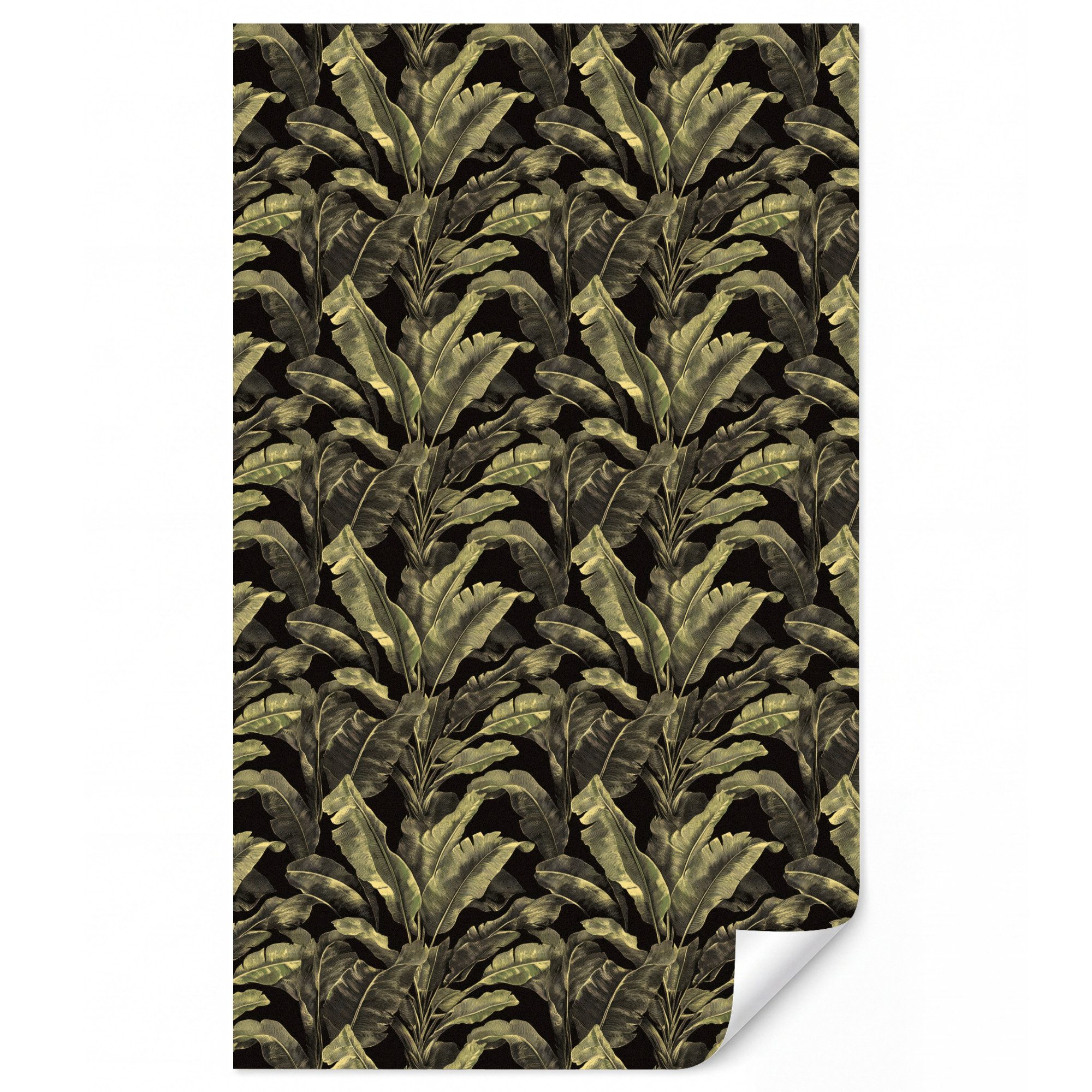 OnlyWow Fototapete Botanisch - Blätter - Grün, Matt, bedruckt, Modern, Wanddekoration, Wohnzimmer, Wandtapete 120x200cm