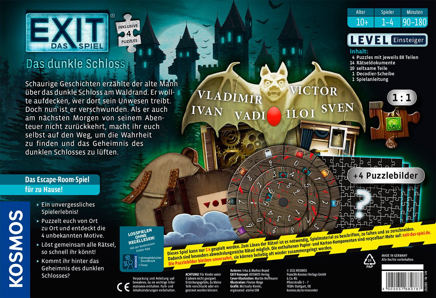 Kosmos Spiel EXIT® Das Spiel + Puzzle Das dunkle Schloss, Strategiespiel, Made in Germany