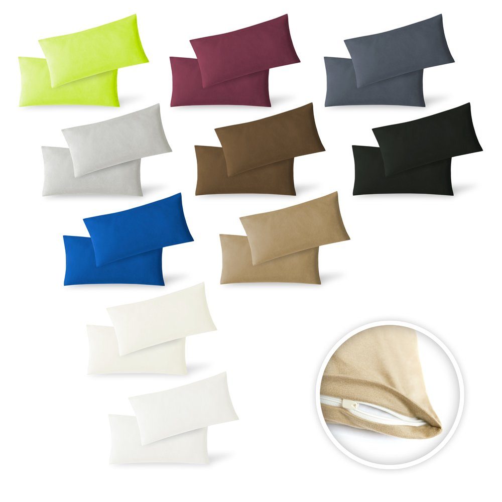 Kissenbezüge Jersey Kissenbezug Hülle 2 Sparpack Set mit Reißve, (2 Stück)