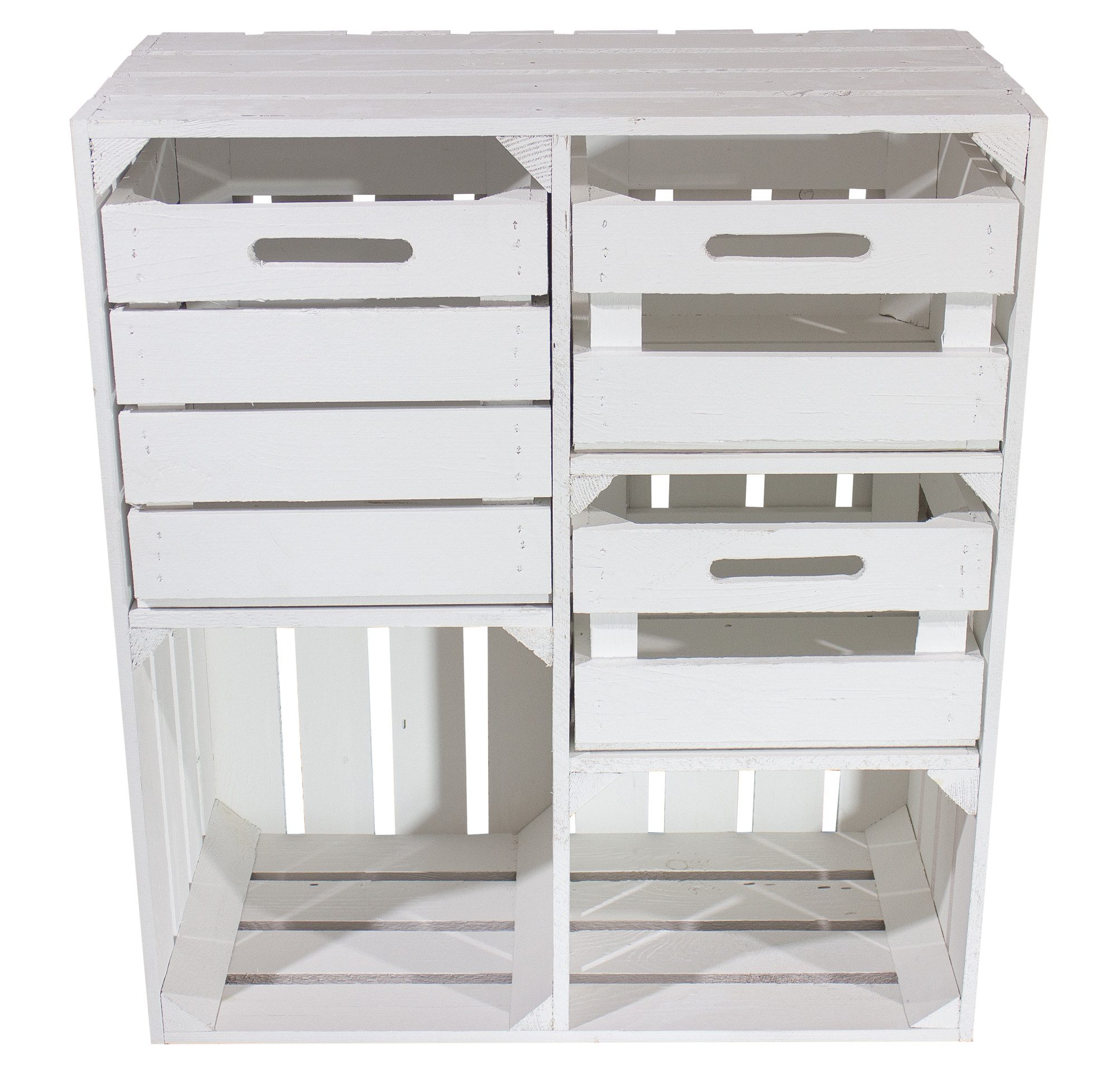 Allzweckkiste große Kommode HS3 weiss mit Schubladen (Spar-Set)