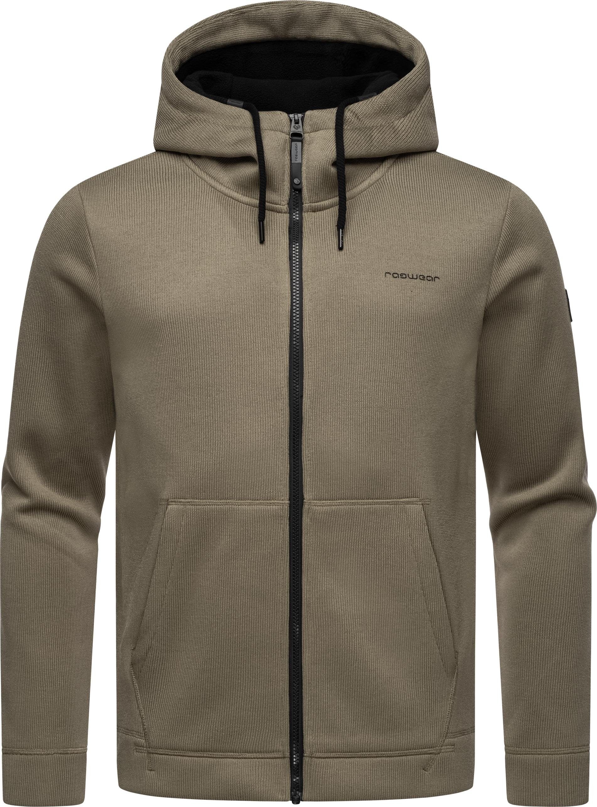 Ragwear Kapuzenstrickjacke Fabian Herren Basic Rippstrick-Jacke mit Kapuze