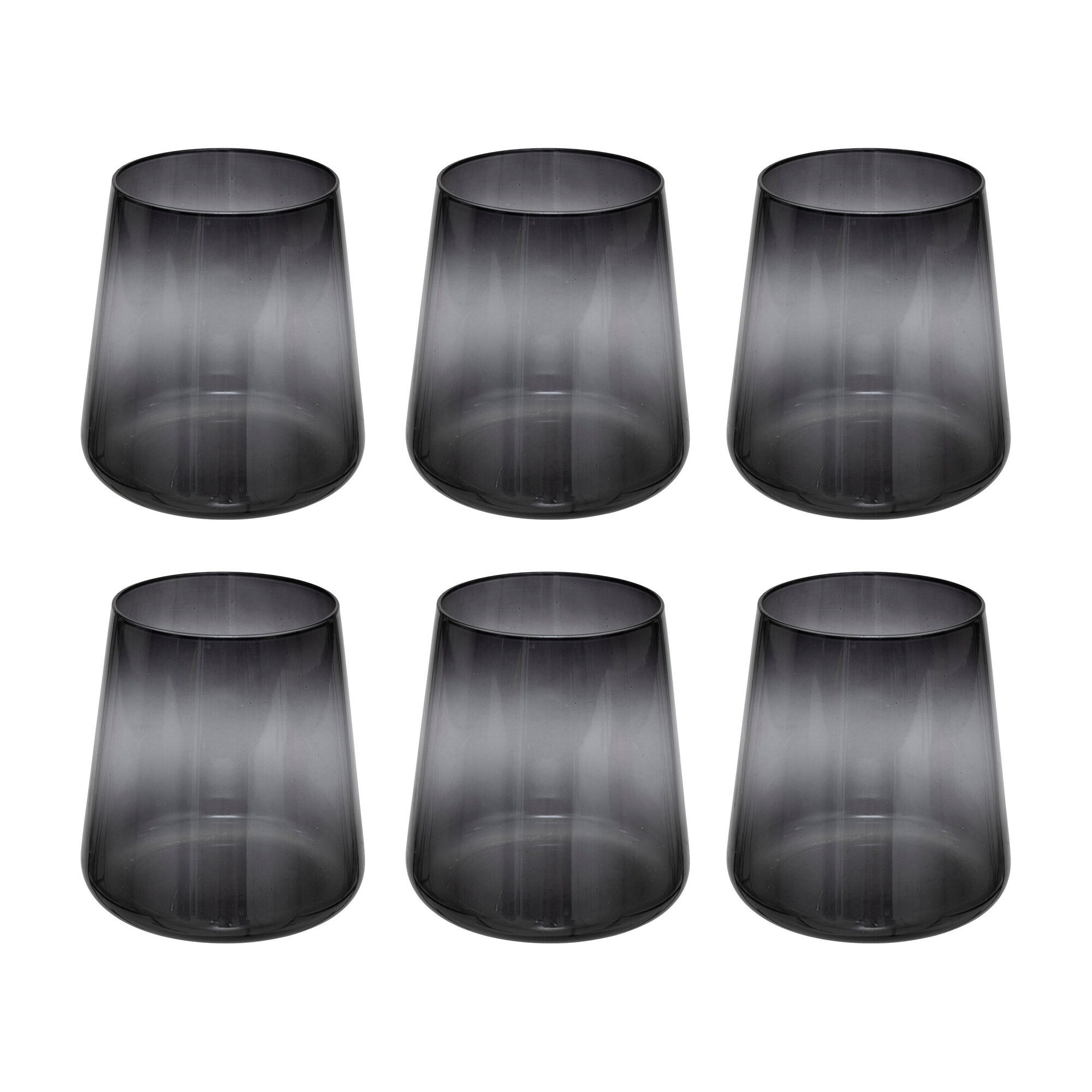 Secret de Gourmet Glas Niedrige Gläser aus schwarzem Glas DREAMS, 6er-Set, 380 ml, Glas