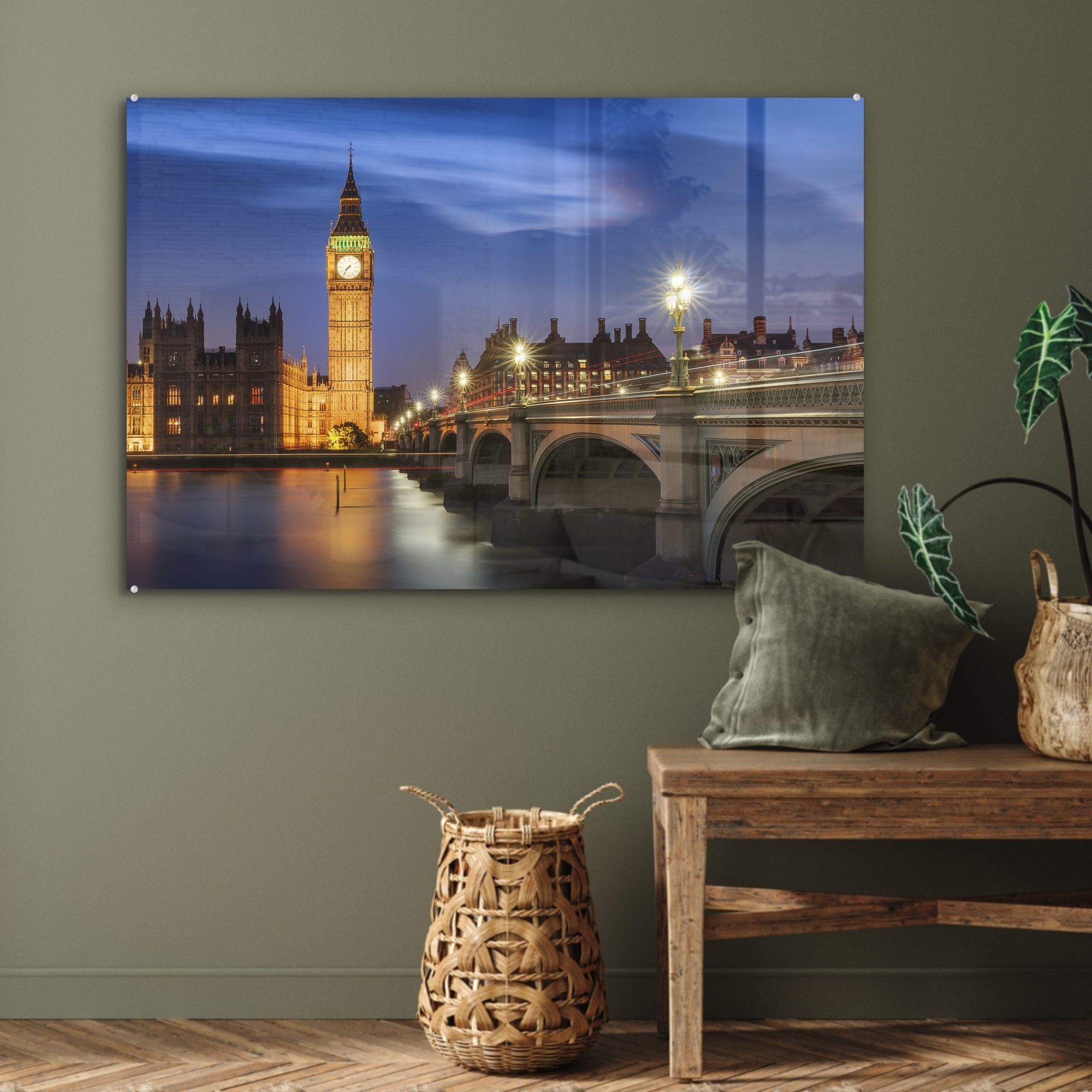 MuchoWow Acrylglasbild Farbenfrohe Wolkenformation über Acrylglasbilder Schlafzimmer Wohnzimmer Big London, (1 Ben St), dem & in