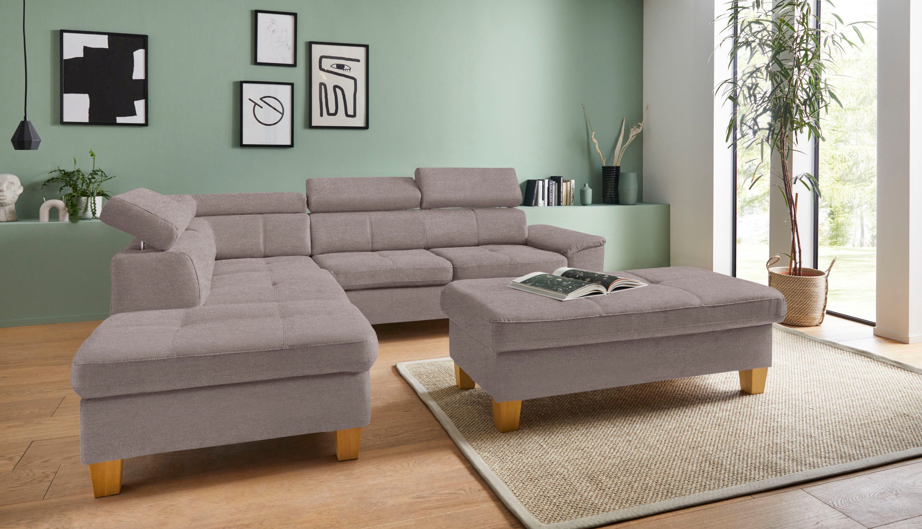 Bettkasten exxpo Enya, Ecksofa inklusive Bettfunktion wahlweise - und Kopfteilverstellung, sofa fashion