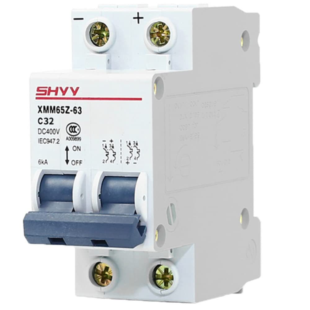 GarveeMore Sicherungsgerät 2‑Pol DC‑Leitungsschutzschalter Typ C, 1000 V DC,PV Sicherungsschalter, DIN‑Schiene, für Photovoltaik‑ und Industrieanlagen