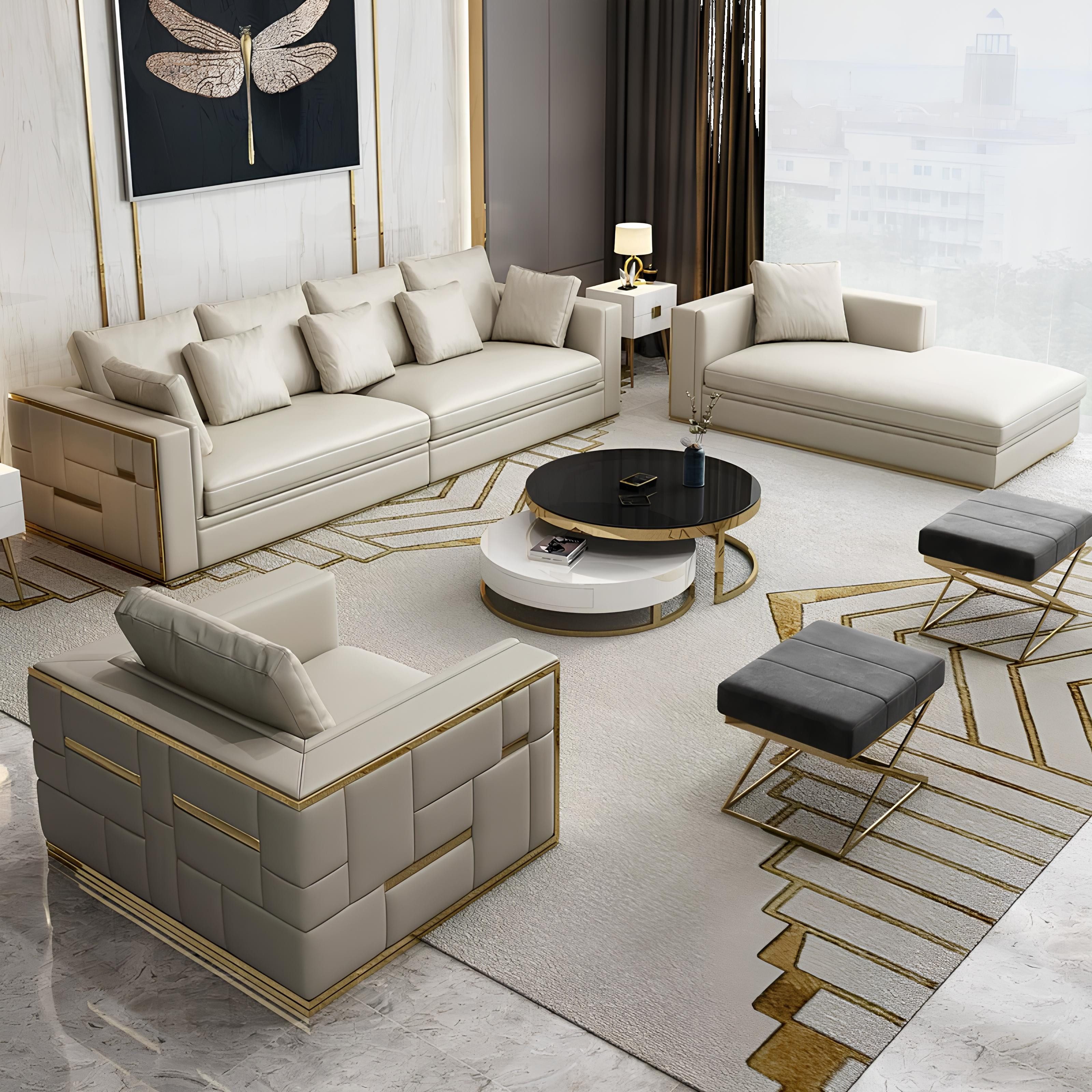 JVmoebel 3-Sitzer Moderne Polster-Couch mit Liegefunktion und Chaiselongue, Made in Europa