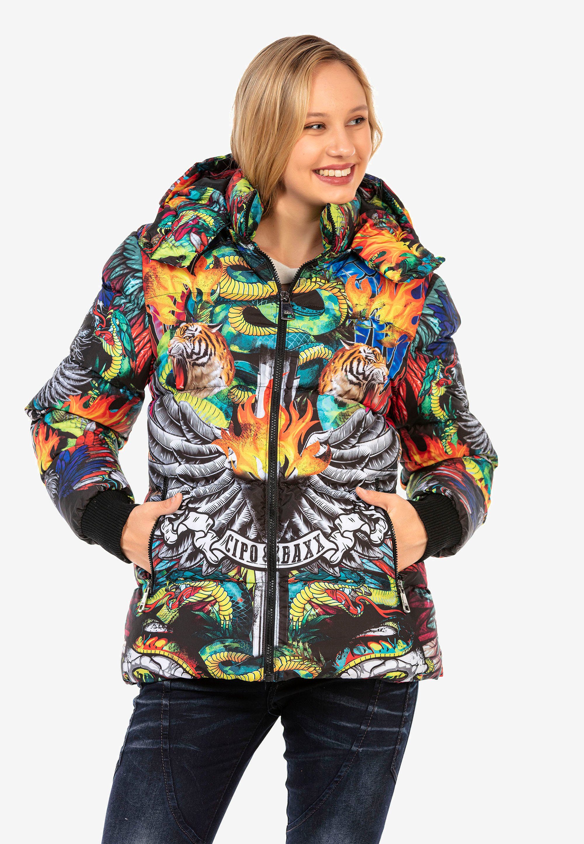 Cipo & mit Baxx buntem Steppjacke Allover-Print