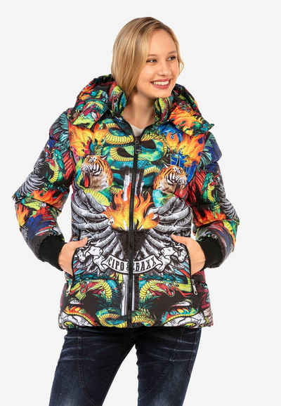 Cipo & Baxx Steppjacke mit buntem Allover-Print