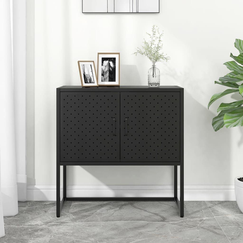 vidaXL Sideboard Sideboard Schwarz 75x35x75 cm Stahl (1 St)