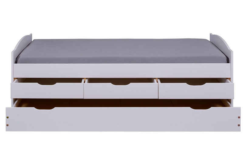 Inter Link Funktionsbett Ulli, mit ausziehbarer Liegefläche 90x190, inkl. Lattenrost, aus Massivholz, mit 3 herausnehmbaren Schubladen