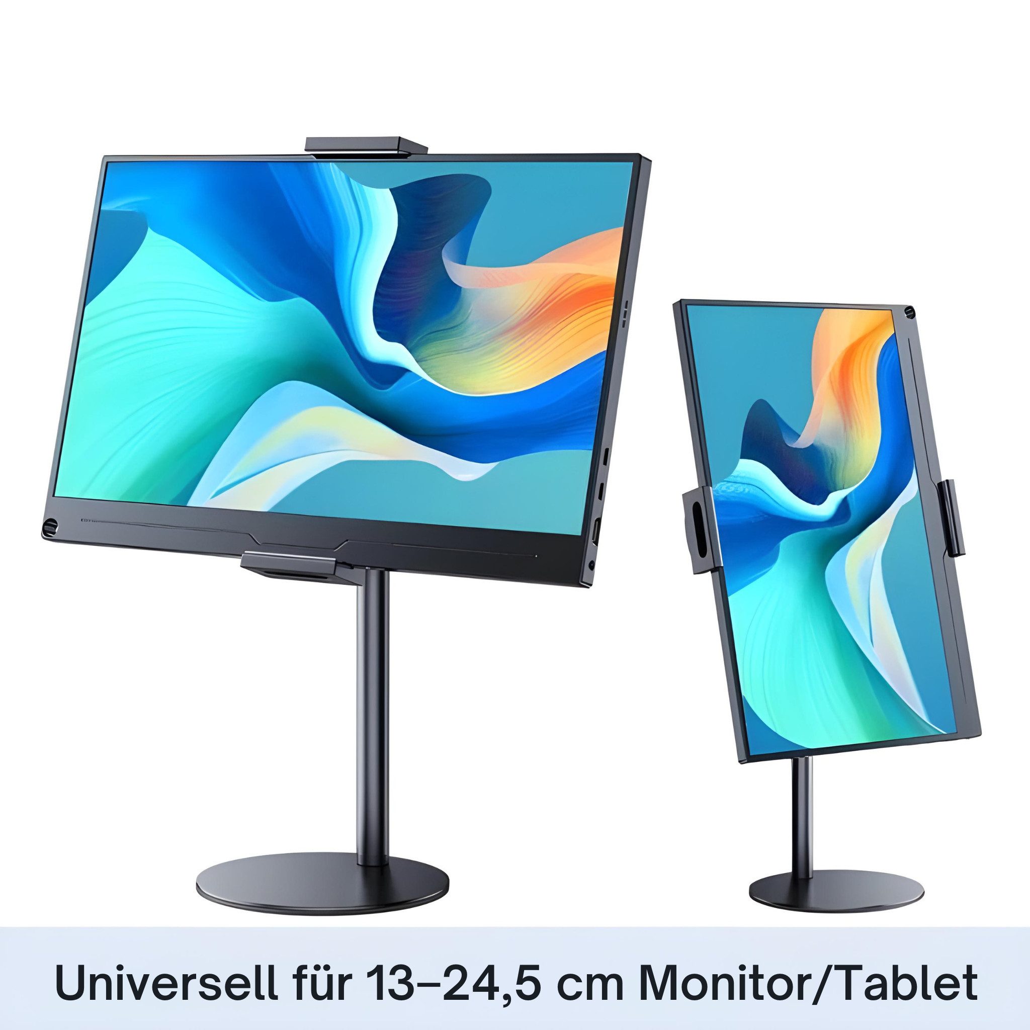Norvéa Home Tablet-Halterung Universelle Halterung für Monitore, Tablets & Handys, höhenverstellbar, (bis 17,3 Zoll, Komplett-Set, Universell passend, ideal für unterwegs)