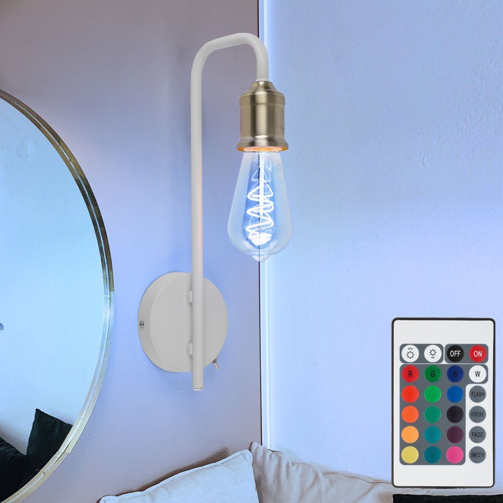 etc-shop LED Wandleuchte, Leuchtmittel inklusive, Warmweiß, Farbwechsel, Wandlampe Wandleuchte Leselampe weiß dimmbar Fernbedienung RGB LED