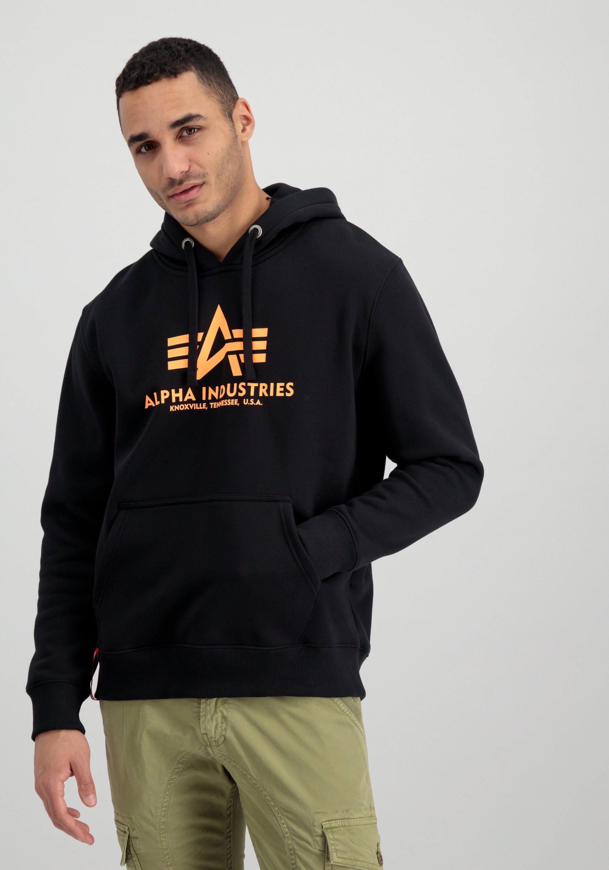 Hoody Men Hoodies Neon Industries Basic Print Hoodie orange - black/neon Alpha Alpha Industries