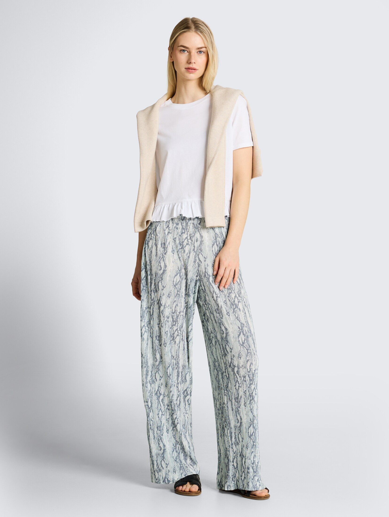 TOM TAILOR Denim Stoffhose Hosen & Chino Crinkle Wide Leg Hose mit Schlange günstig online kaufen