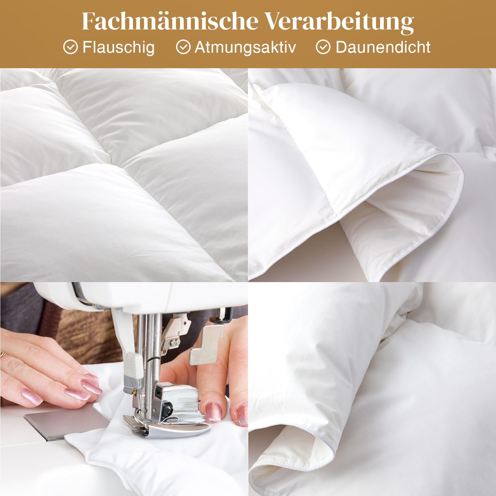 Wellos Daunenbettdecke 135/155/200x200 cm Ganzjahresdecke 100% Baumwolle Bettdecke, Füllung: Gänsedaunen und Federn, Federbettdecke Dicke Füllung ohne Lebendrupf, Extra Flauschige 3D Baffle Box Übergangsdecke für Einzelbett, Weiß