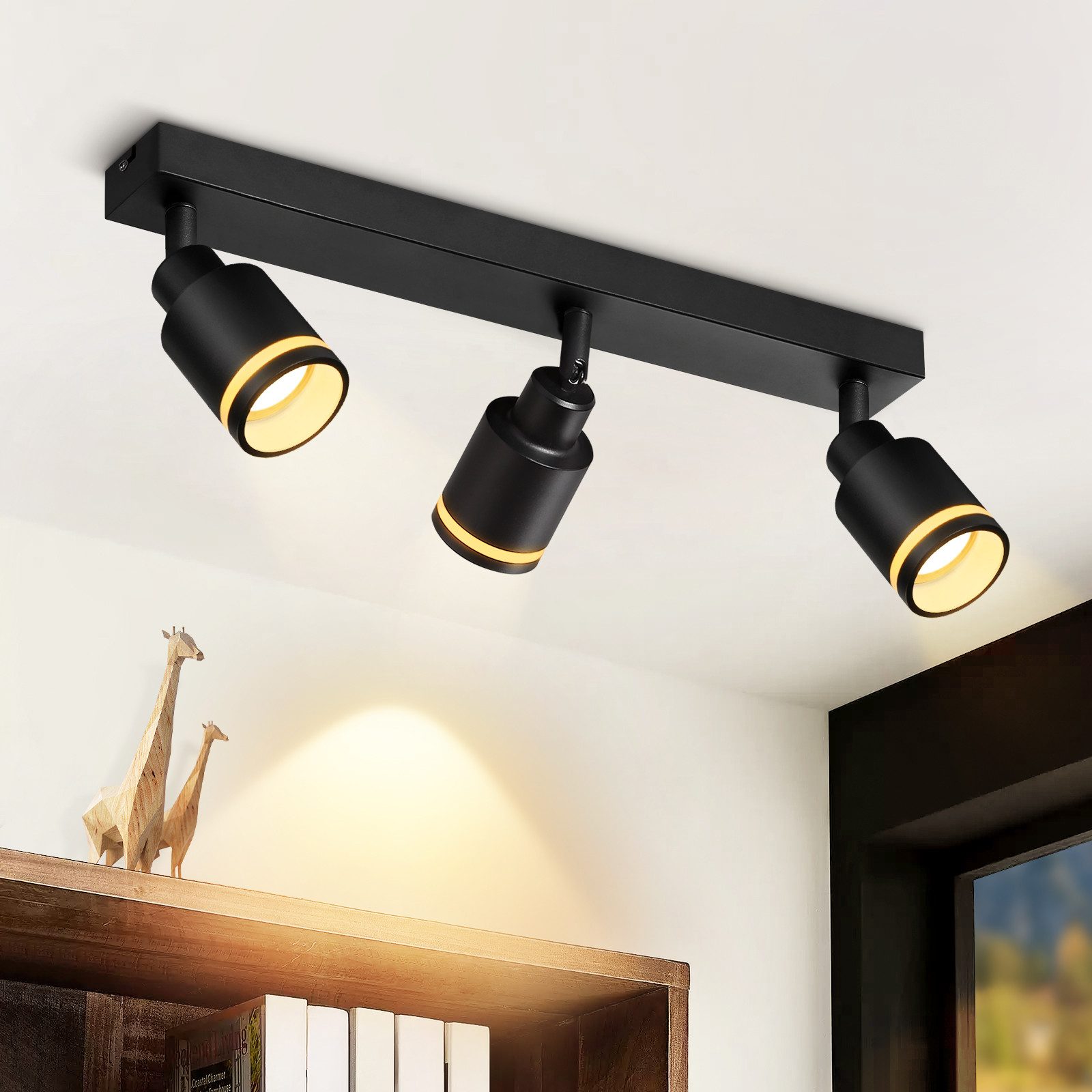 Nettlife Deckenstrahler Schwarz GU10 Schwenkbar Modern Innen Metall Deckenspots Deckenleuchte, Schwenkbar, ohne Leuchtmittel, Deckenspots für Flur Wohnzimmer Küche Schlafzimmer