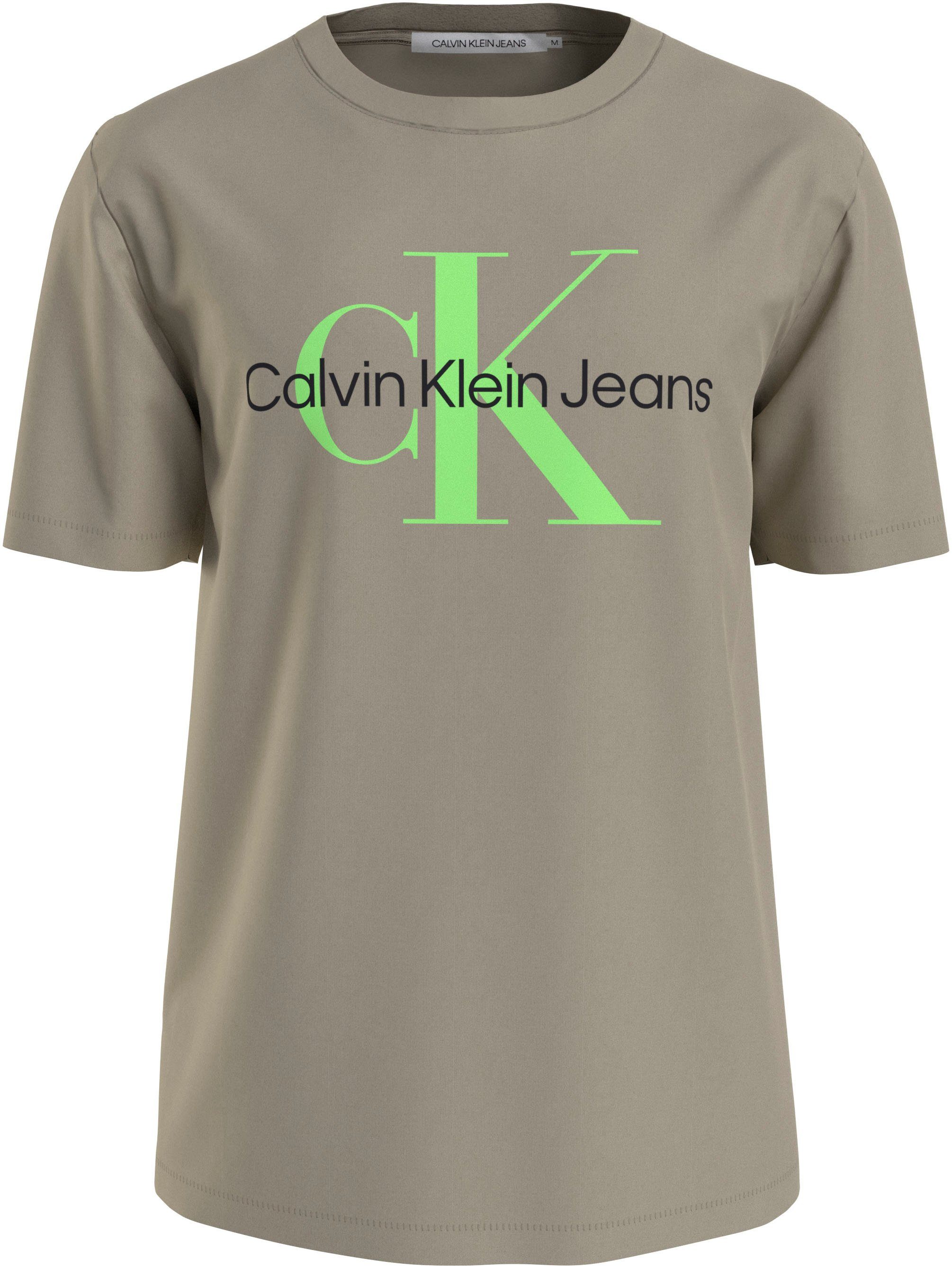 Calvin Klein Jeans T-Shirt SEASONAL MONOLOGO TEE mit großem Logodruck Plaza Taupe/Acid Light