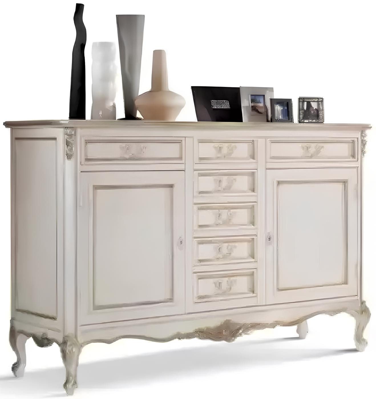 JVmoebel Sideboard Weißes Sideboard im Art Deco-Stil mit 7 Schubladen und 2 Türen (1 St., Sideboard), Made in Europa