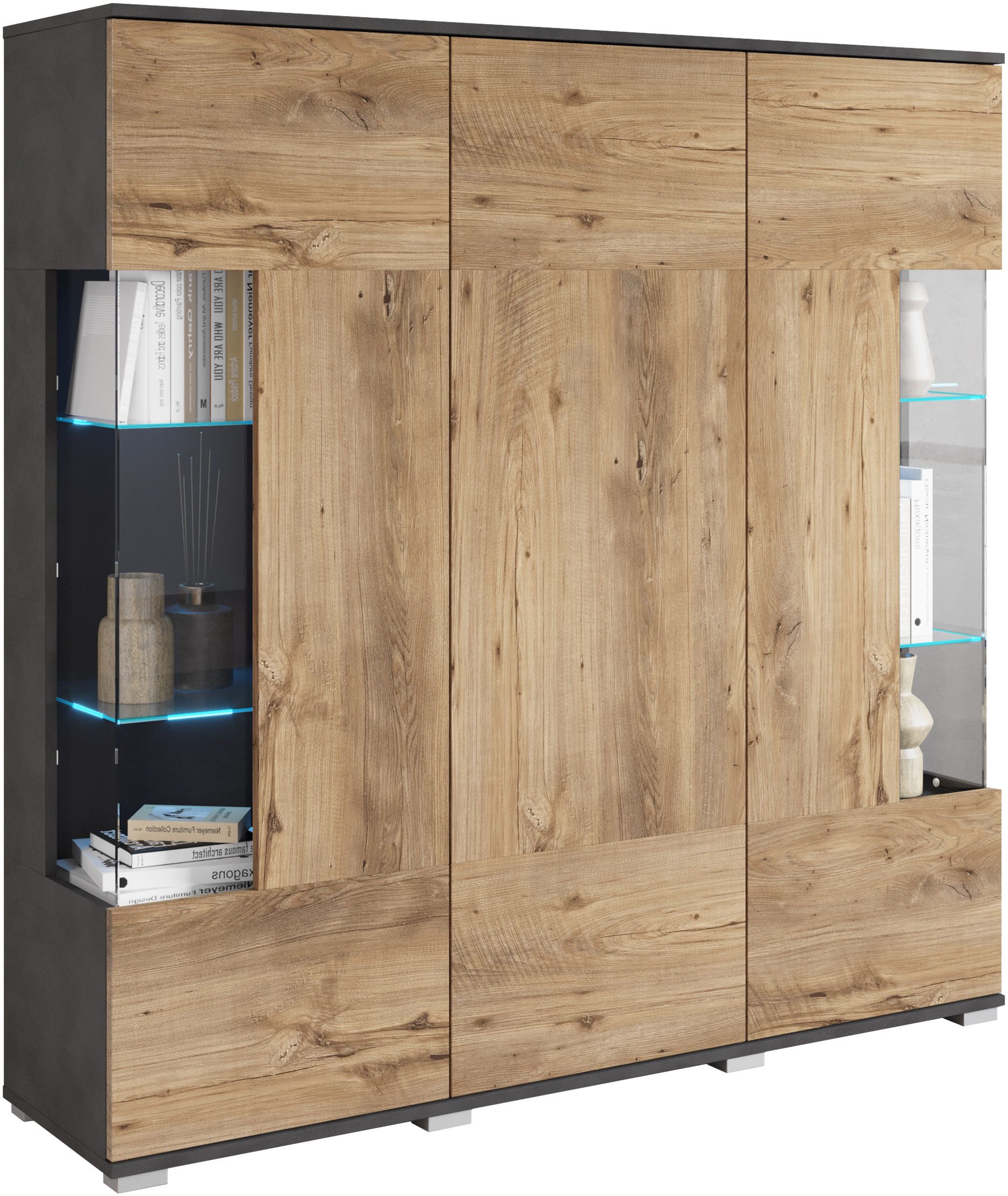 INOSIGN Highboard "Kenia", (1 St.), Modernes Highboard, mit Glastüren, Brei günstig online kaufen