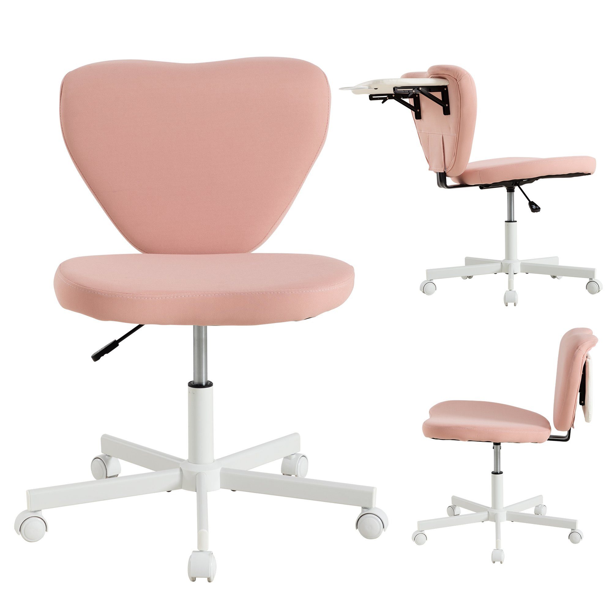 UEV Bürostuhl Reitstuhl mit klappbarer Tischplatte Schreibtischstuhl Bürosthul (Höhenverstellung von 85 cm bis 96 cm,Faltbarer Becherhalter,Mit Laptopablage)