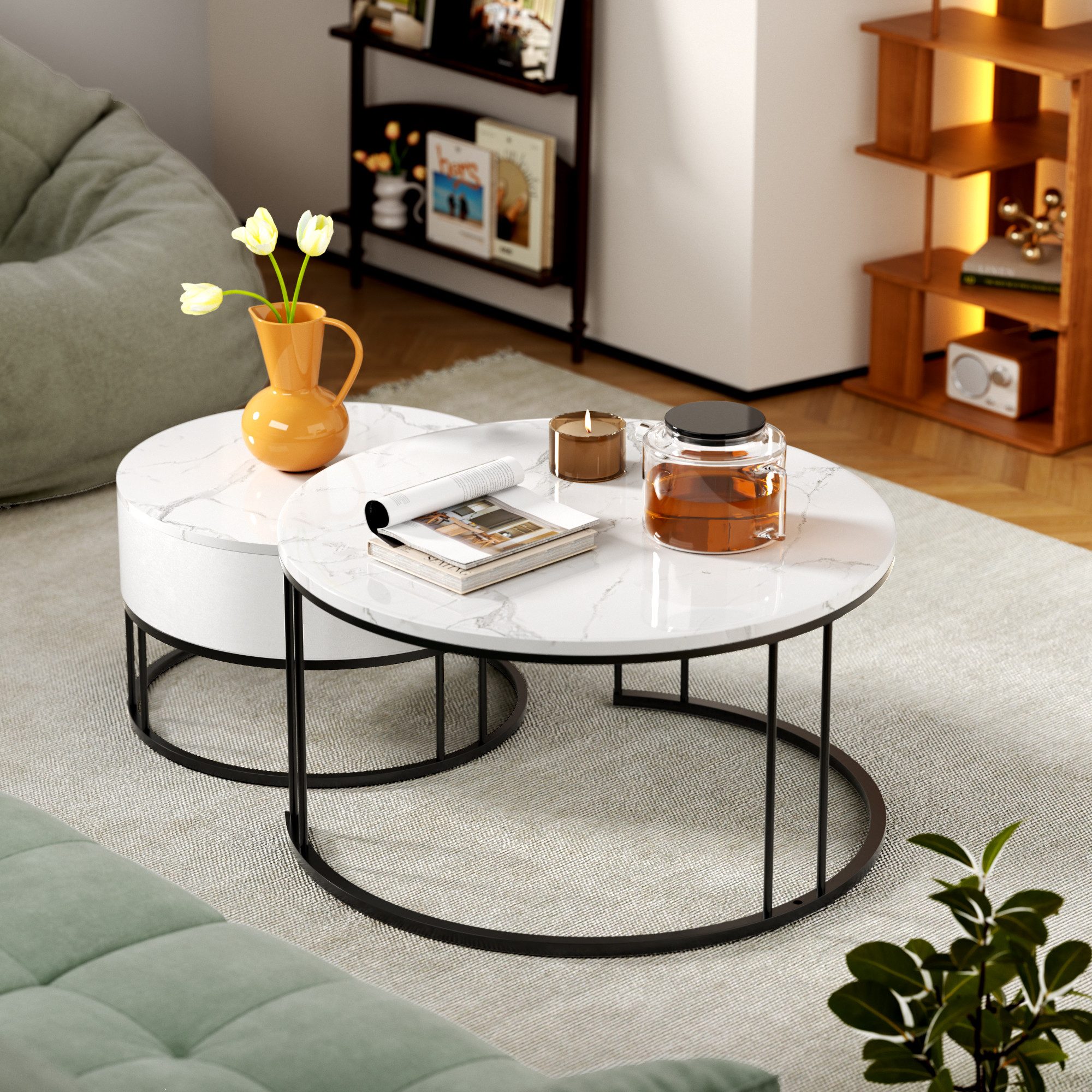 HAUSS SPOLE Couchtisch 2er-Satztisch Beistelltisch stapelbarer Sofatisch mi günstig online kaufen