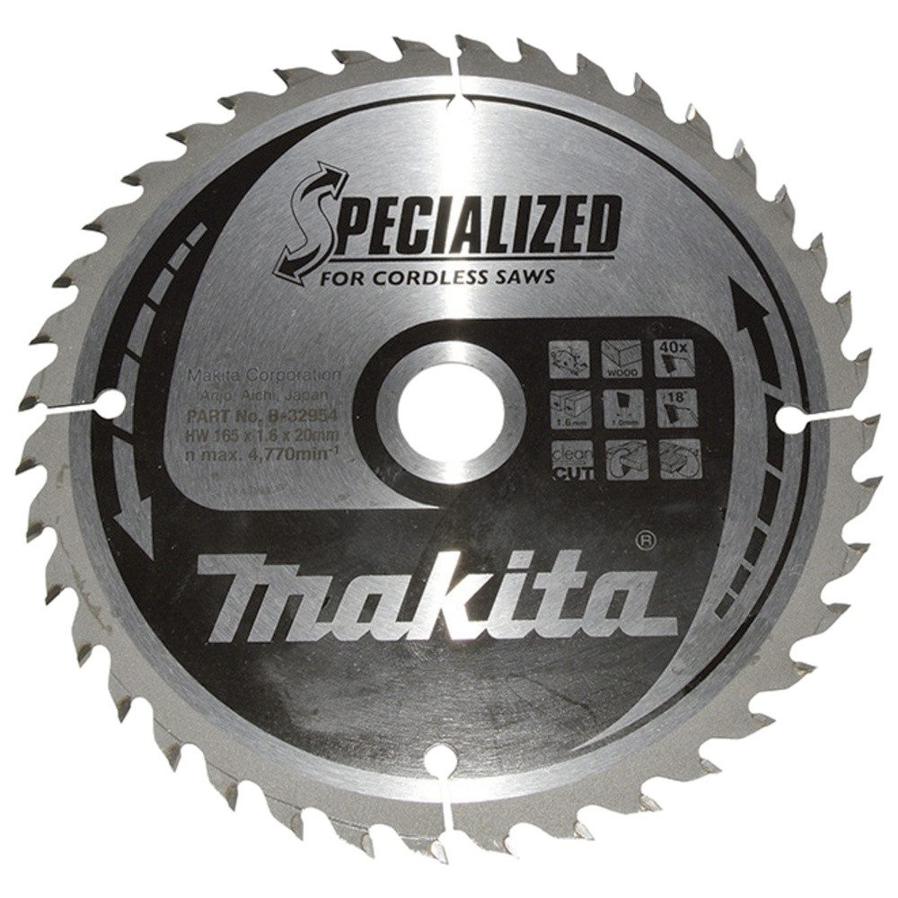 Makita Kreissägeblatt Makita SPECIALIZED B-32954 Hartmetall Kreissägeblatt 165 x 20 x 1 mm Z