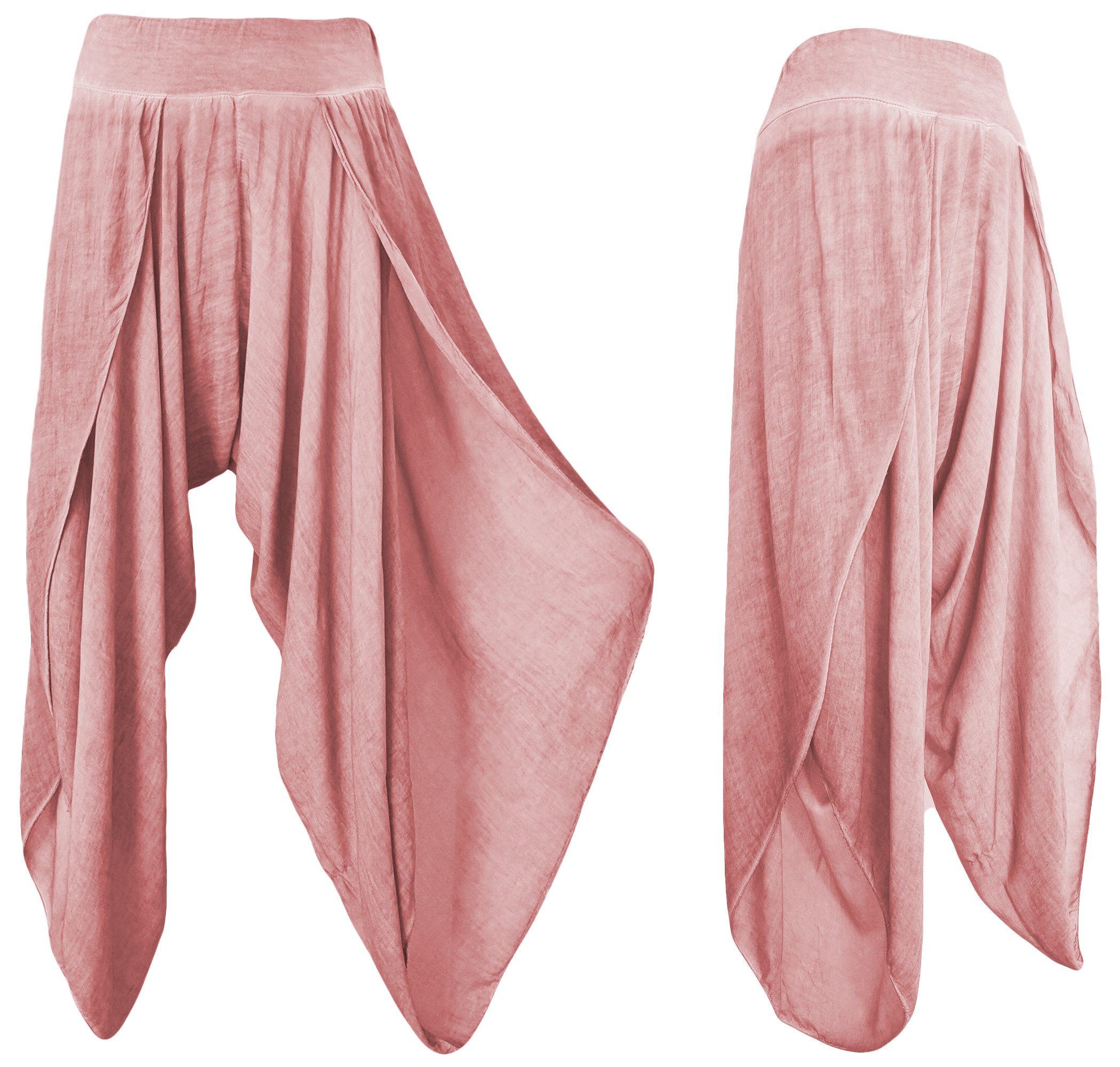 OriginalYou Haremshose Luftige Damen Hosen Sommerhosen mit Beinschlitzen super leichtes Sommergewebe, offenes Bein
