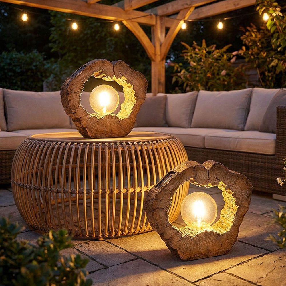 GLOBO LIGHTING LED Solarleuchte, LED-Leuchtmittel fest verbaut, Warmweiß, 2x Solarlampe Gartenlampe Solarleuchte LED Solar Außenlampe Gartendeko