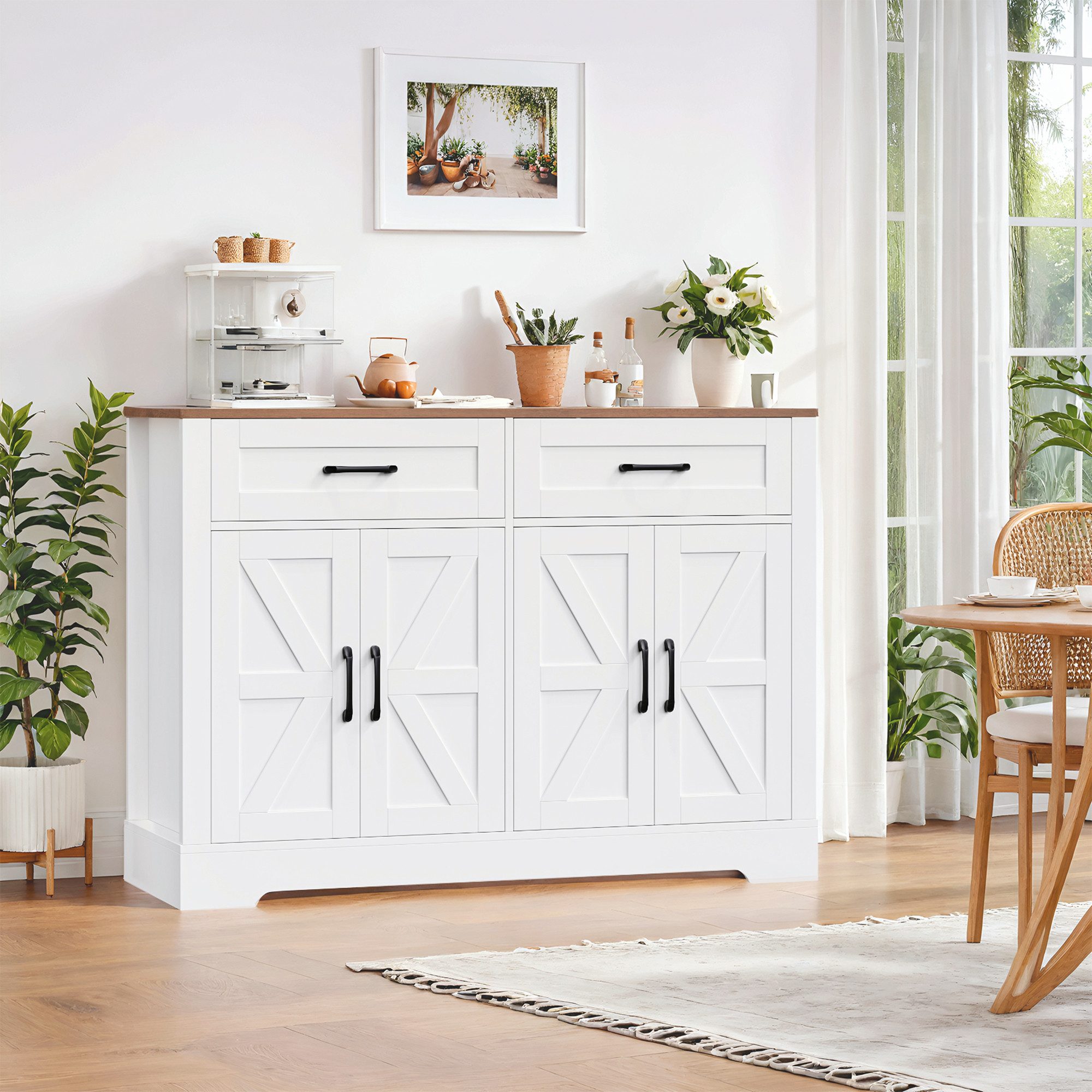HOMECHO Buffet 120cm Küchenschrank mit 2 günstig online kaufen