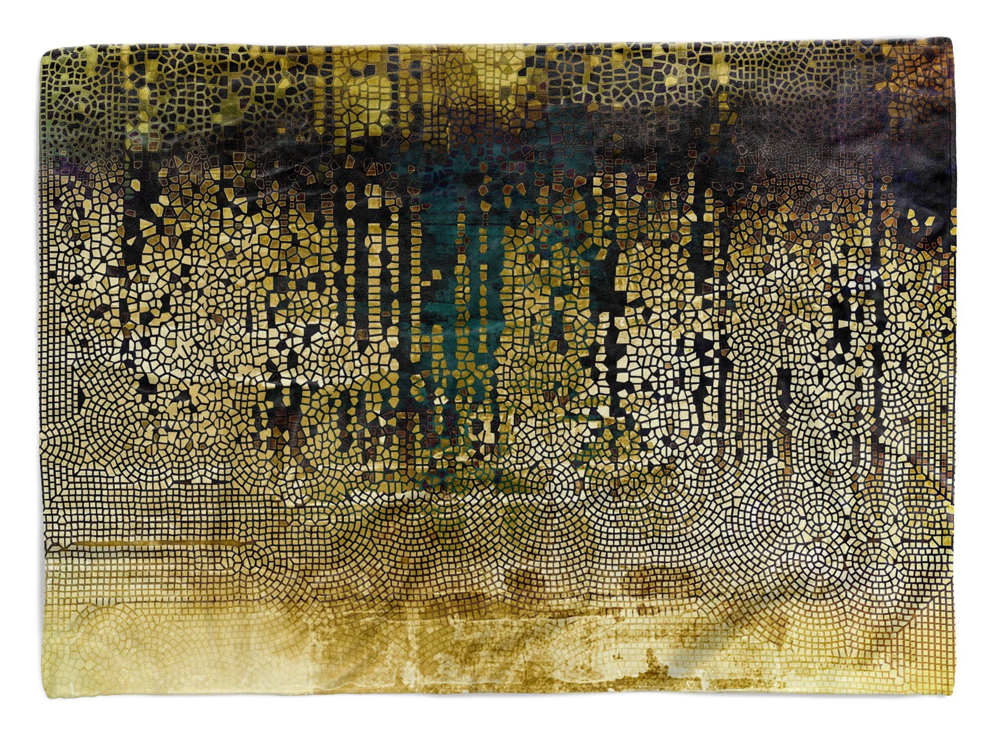 Sinus Art Handtücher Handtuch Strandhandtuch Saunatuch Kuscheldecke mit Fotomotiv Mosaik Wand Abstrakt Kunstvo, Baumwolle-Polyester-Mix (1-St), Handtuch