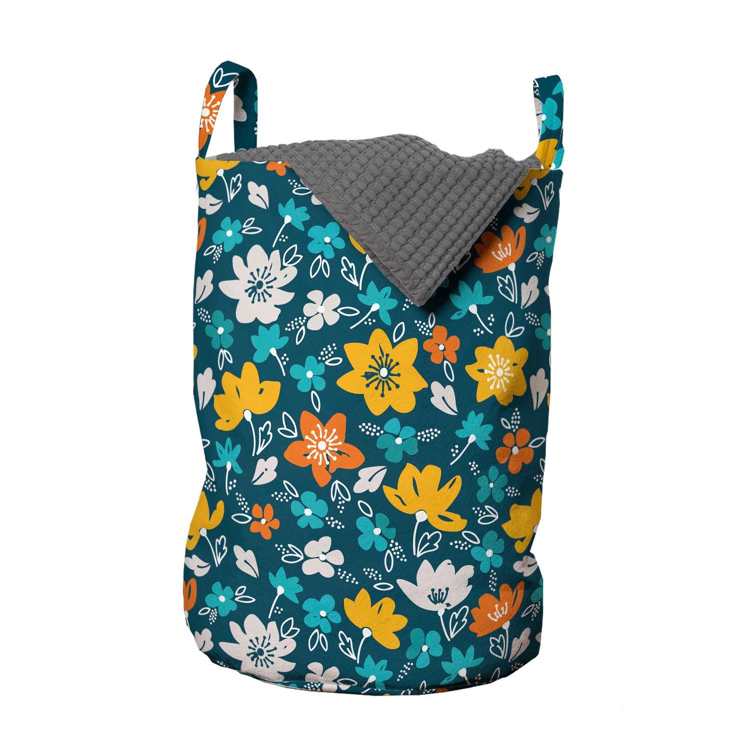Abakuhaus Wäschesäckchen Wäschekorb mit Kordelzugverschluss Frühling Blätter Blumen Garten-Kunst und Griffen für Waschsalons