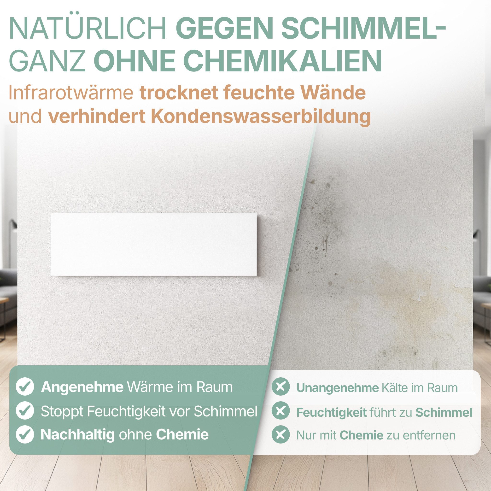 Heidenfeld Infrarotheizung Anti-Schimmel Heizung HF-AS100, Anti Schimmelheizung, energiesparende Heizung, Infrarotheizung