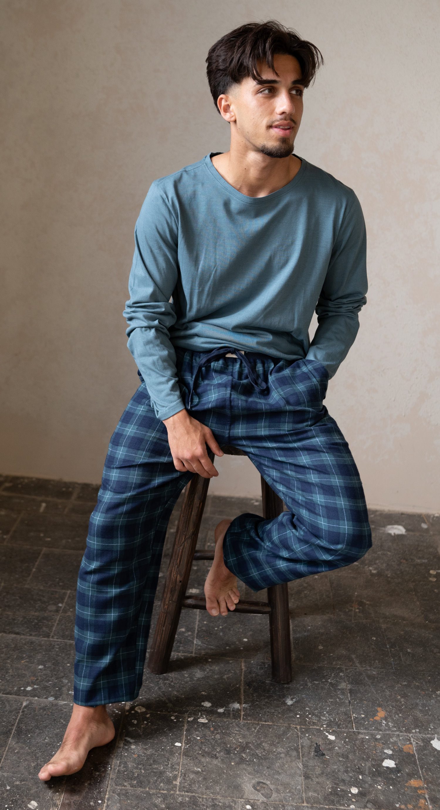 Phil & Co. Schlafanzug Herren Pyjama mit Flanell Hose (2 tlg) Baumwolle günstig online kaufen
