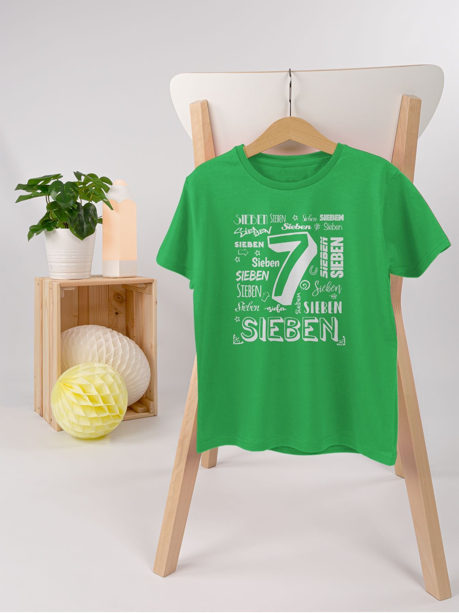 Shirtracer T-Shirt Grün 7. Geburtstag Siebter 3 Zahlen