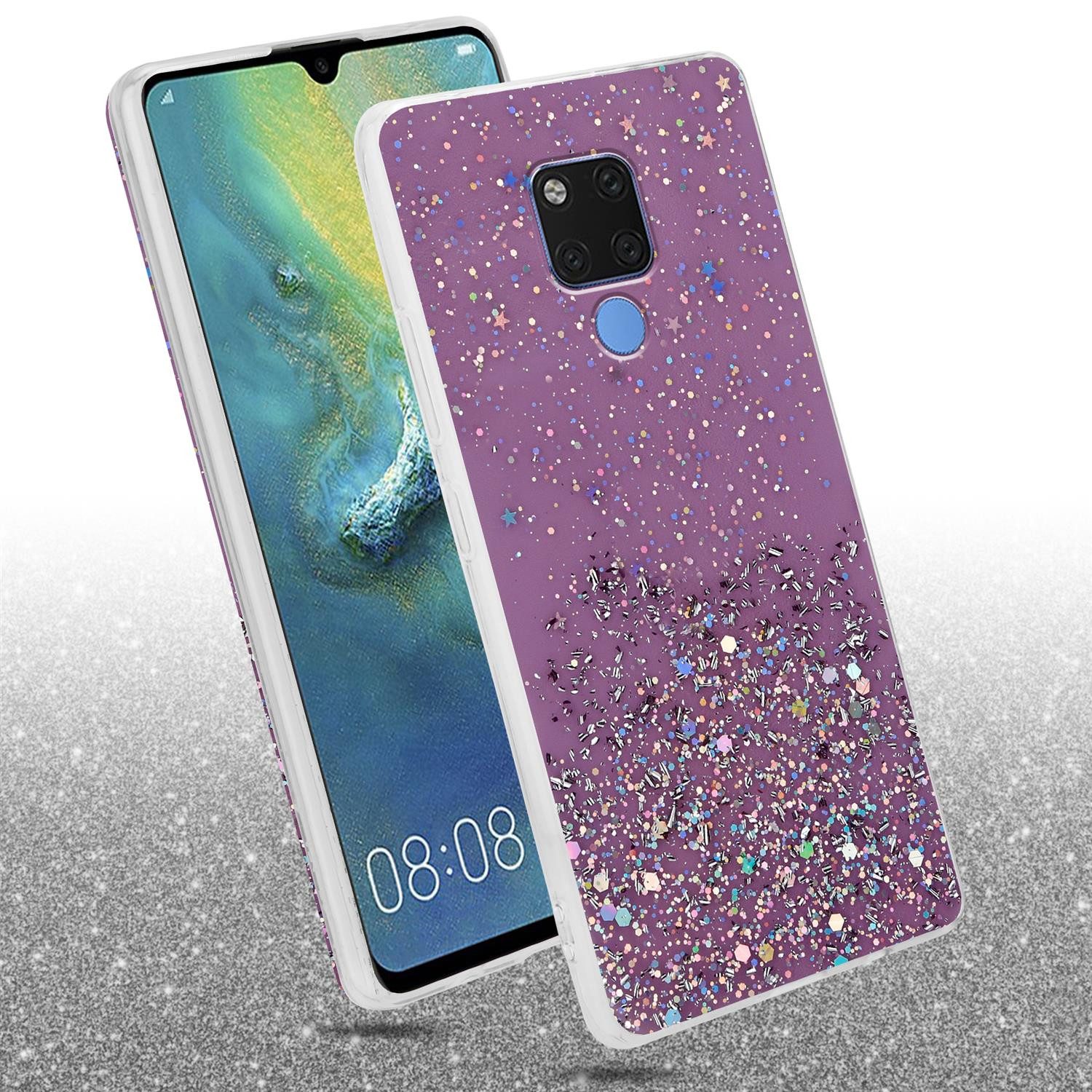 Cadorabo Handyhülle für Huawei MATE 20 Hülle Huawei MATE 20, Flexible TPU Silikon Handy Schutzhülle - Hülle - mit Glitzer