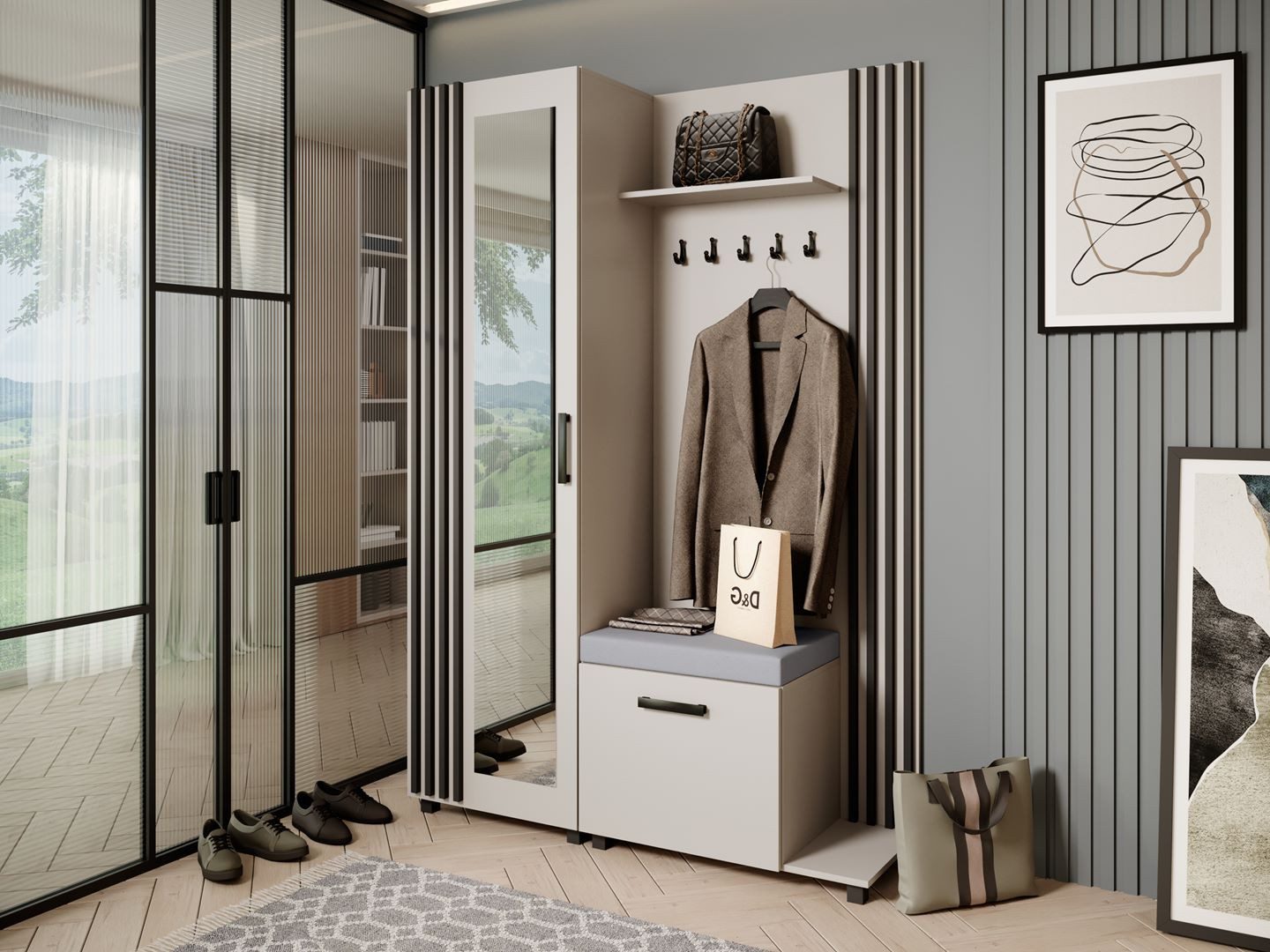 Beautysofa Garderobenschrank Garderoben-Set mit Aufhängern und günstig online kaufen