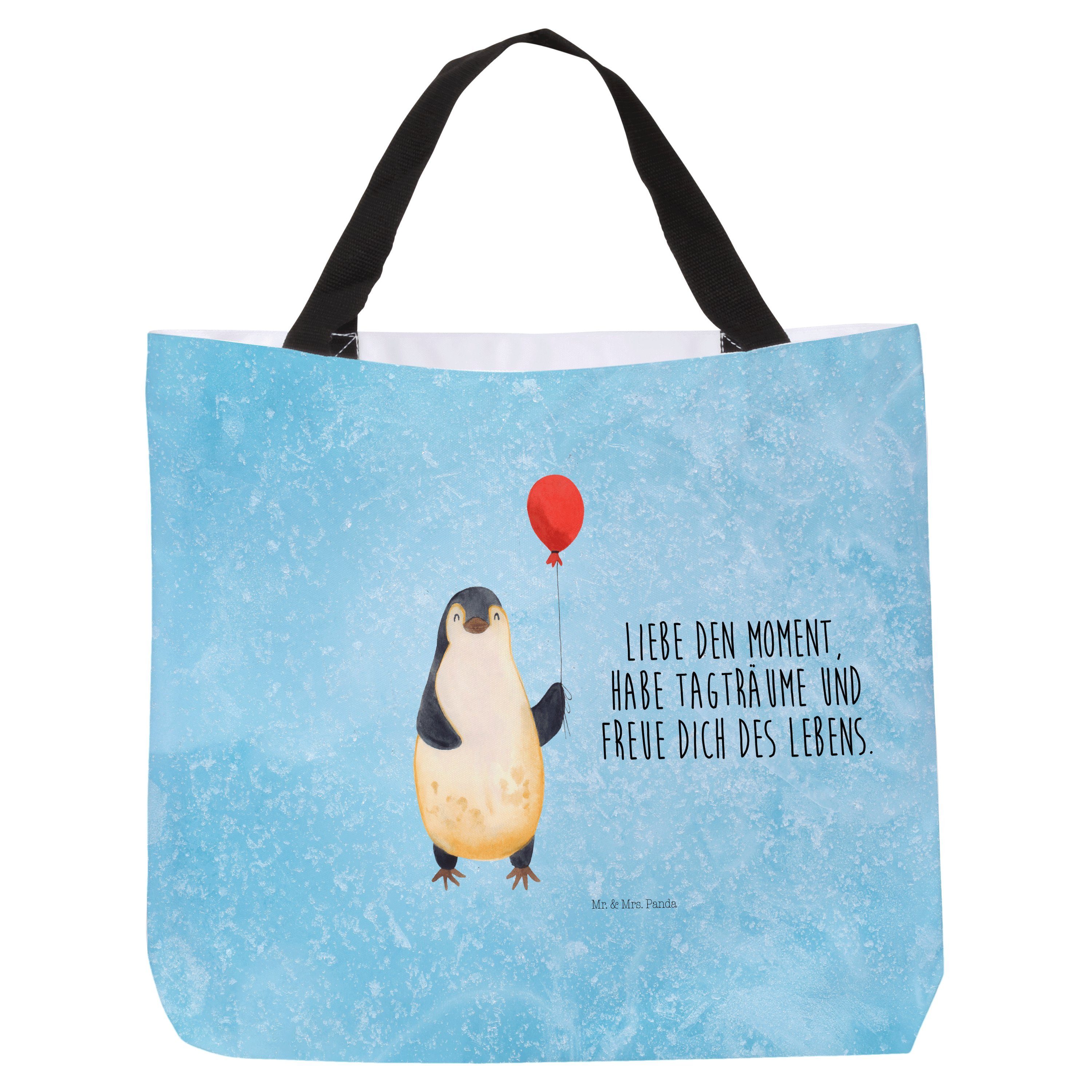 Mr. & Mrs. Panda Shopper Pinguin Luftballon - Eisblau - Geschenk, neues Leben, Schultasche, Tr (1-tlg)