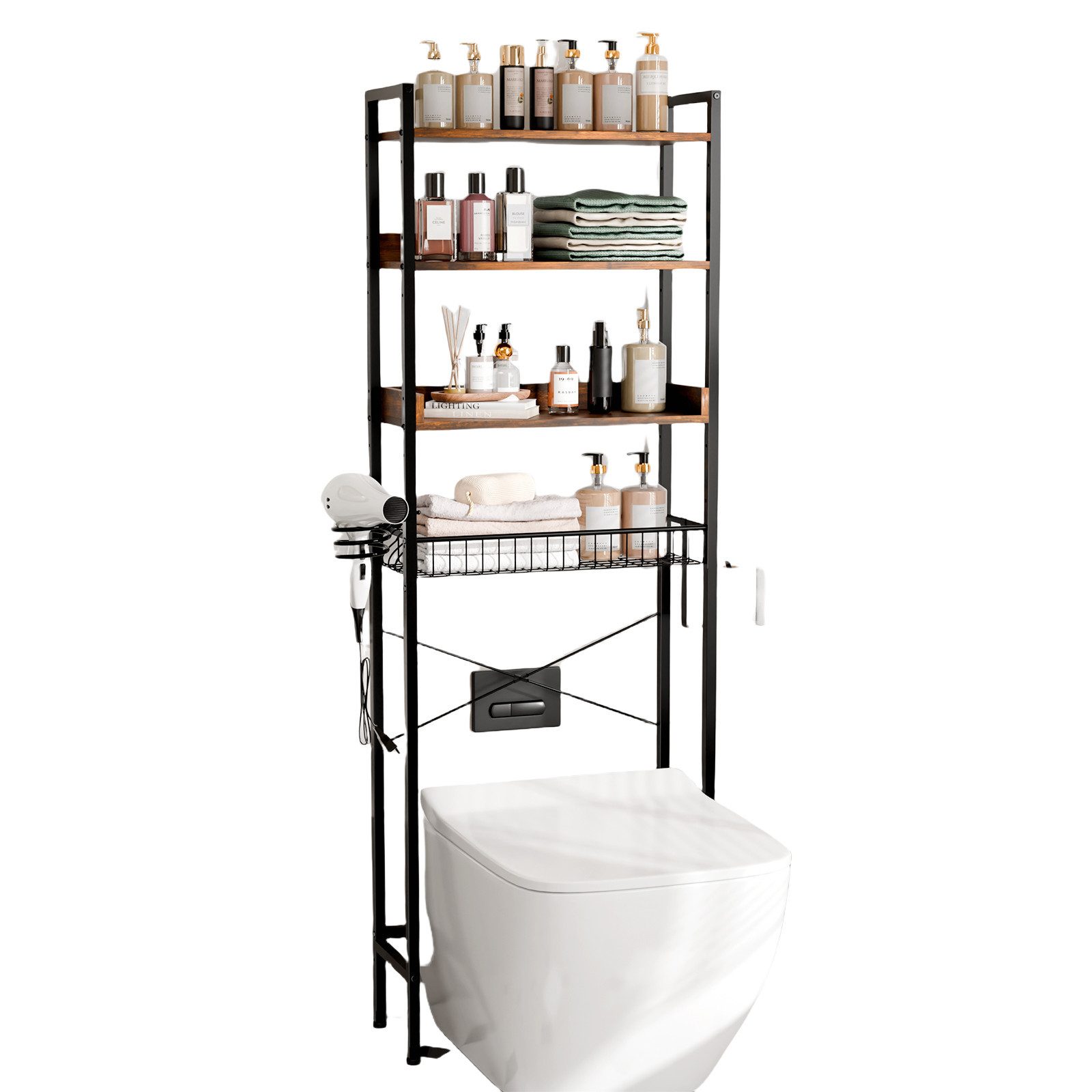 VINGLI Badregal Toilettenregal, Verstellbar Waschmaschinenregal, WC Regal günstig online kaufen