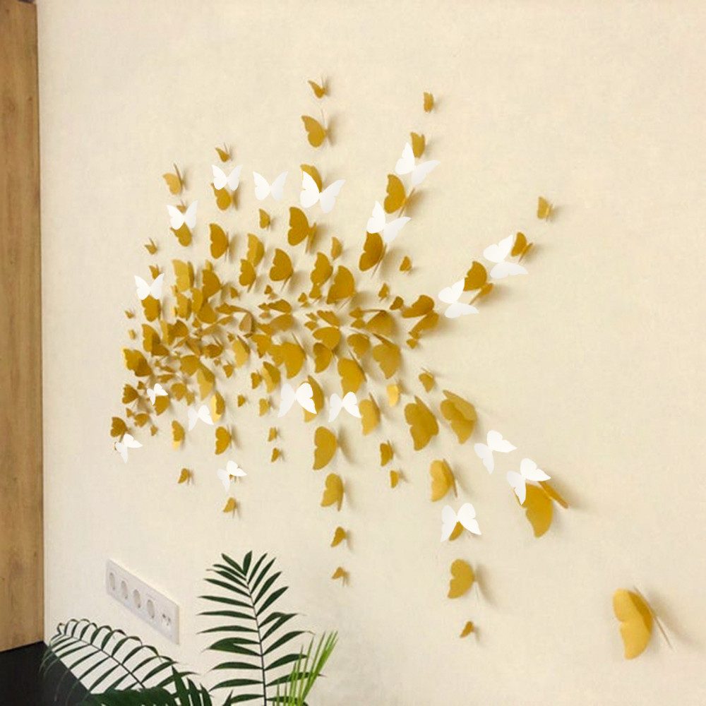 XDeer 3D-Wandtattoo 2 Set 3D Schmetterling Wandaufkleber, Simulation Schmetterling