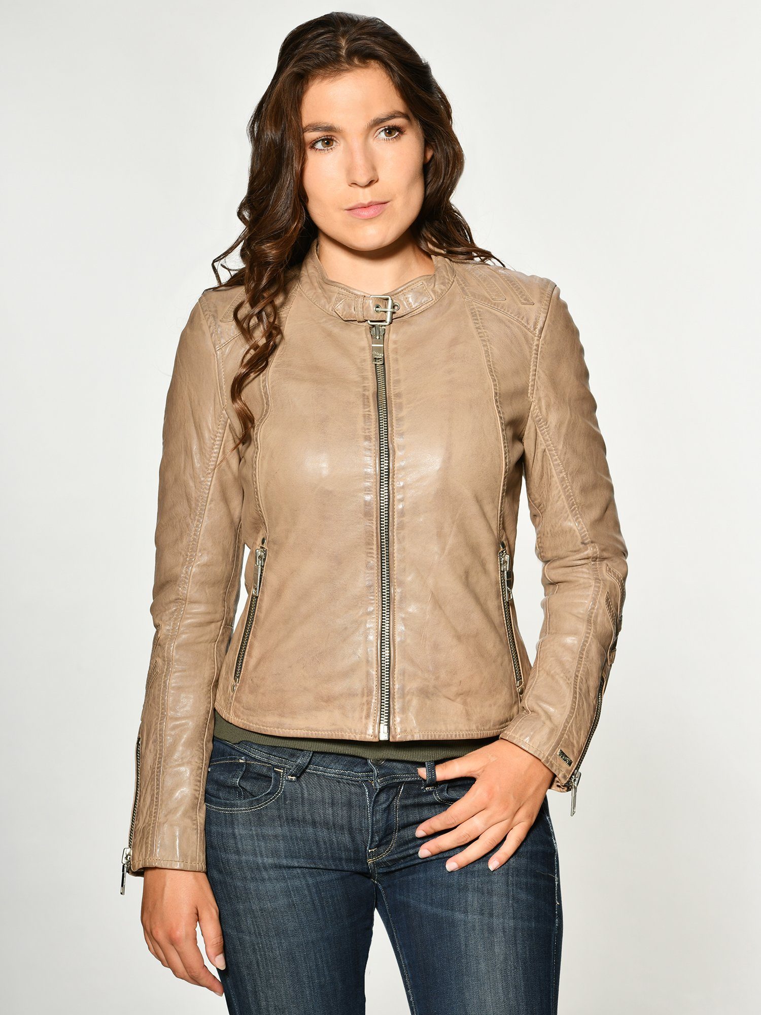 Lindsay beige Maze Lederjacke