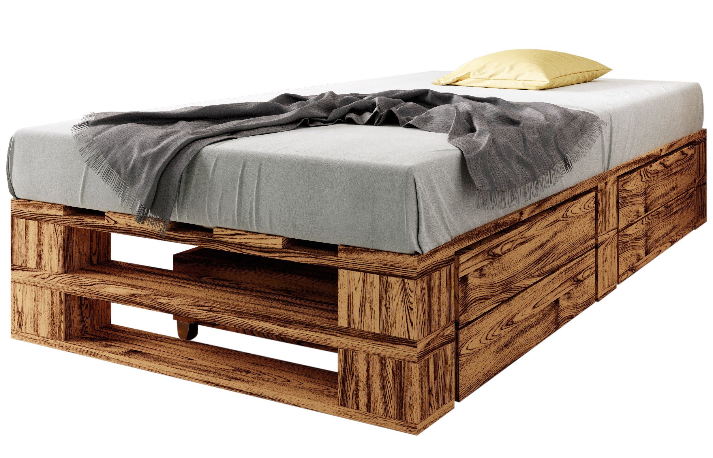 sunnypillow Palettenbett M2 aus Holz mit günstig online kaufen