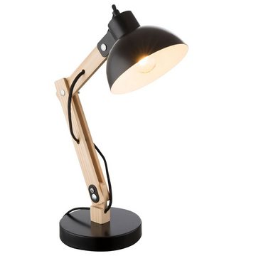 etc-shop LED Schreibtischlampe, Leuchtmittel inklusive, Warmweiß, Farbwechsel, Holz Tischleuchte dimmbar mit Fernbedienung Nachttischleuchte
