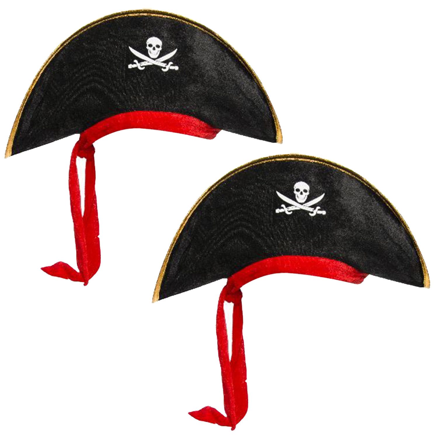 com-four Piraten-Kostüm Piratenhüte mit rotem Kopftuch, Piraten Kostüm Zubehör für Fasching